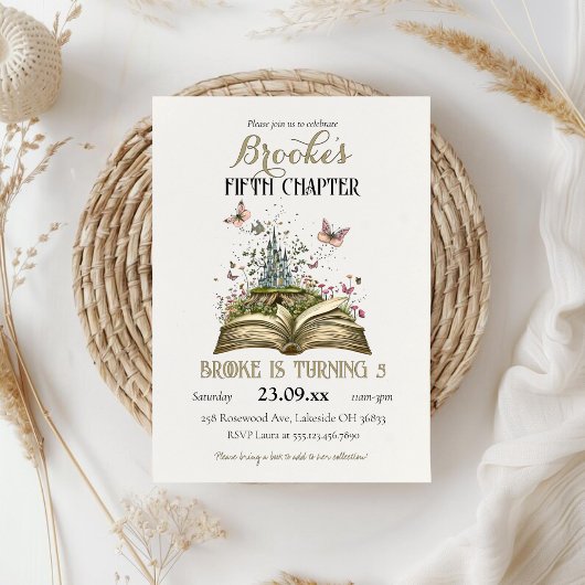 ストーリーお洒落魔法ブックをテーマにした誕生日パーティー 招待状