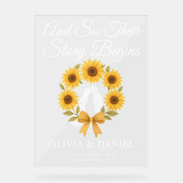 ストーリーが始まるヒマワリリース秋の結婚式へようこそ アクリルサイン