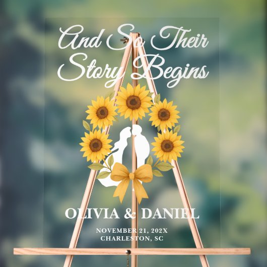 ストーリーが始まるヒマワリリース秋の結婚式へようこそ アクリルサイン (ニュートラル)