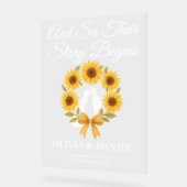 ストーリーが始まるヒマワリリース秋の結婚式へようこそ アクリルサイン (傾斜)