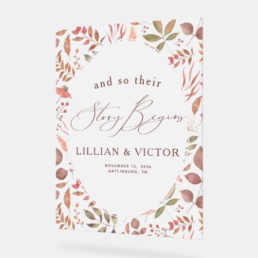 ストーリーが紅葉結婚の歓迎を開始 アクリルサイン (傾斜)