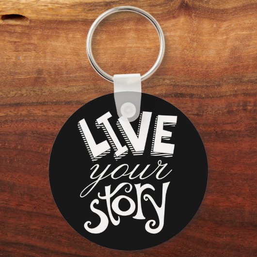 ストーリーやる気を起こさせるを生きるブラックキーチェーン キーホルダー (正面)