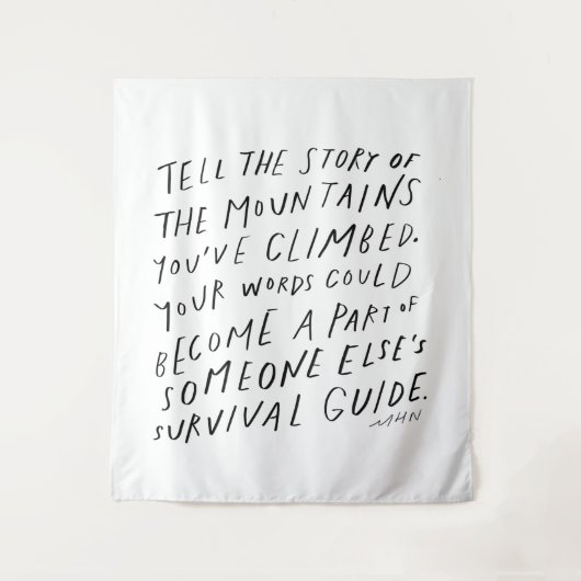 ストーリーを伝える – 感動的引用文作家の贈り物 タペストリー (正面)