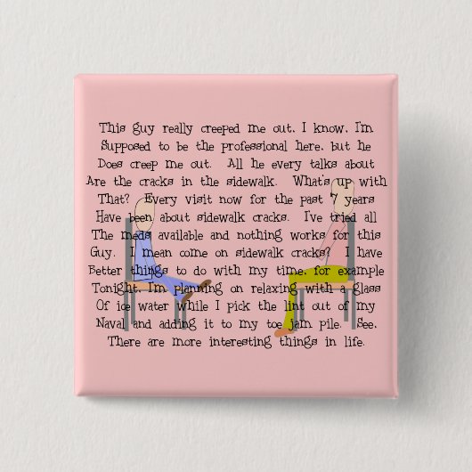 ストーリーアート不気味な歩道クラック男 缶バッジ (正面)