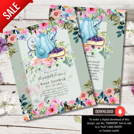 ストーリータイムティーパーティーベビーシャワー招待状 チラシ