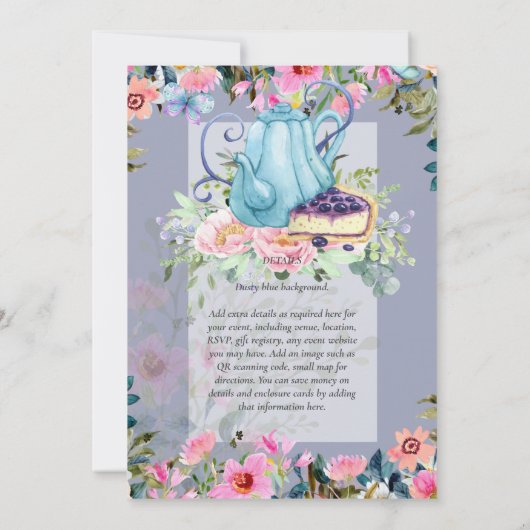 ストーリータイムティーパーティーベビーシャワー招待状 招待状 (裏面)