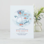 ストーリータイム海ライフベイビーシャワーブルーホエールインヴィータ 招待状 (スタンド正面)