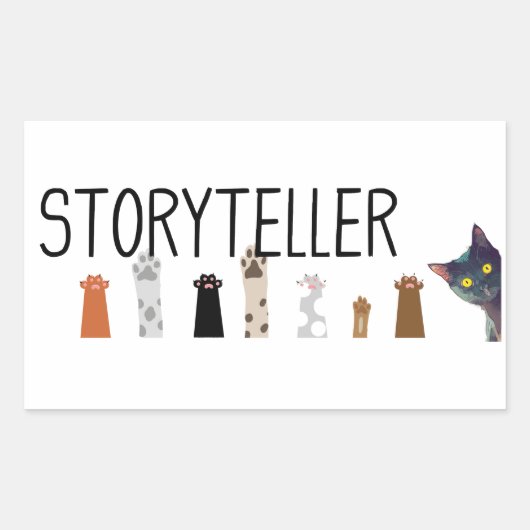 ストーリーテリングの手の仕事 – 作家のステッカー 長方形シール (正面)