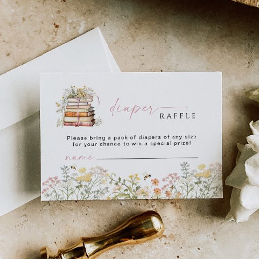 ストーリーブックおむつラッフルインサートカードワイルドフラワー エンクロージャーカード