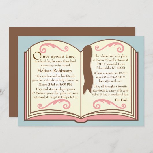 ストーリーブックのベビーシャワー招待状 招待状 (正面/裏面)