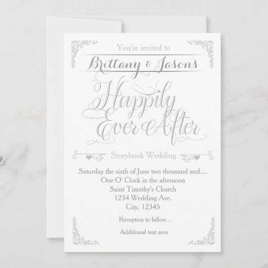 ストーリーブックの後の楽しい結婚式招待状 招待状 (正面)