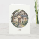 ストーリーブックの森の小屋グリーティングカード – 居心地の良い カード (裏面)
