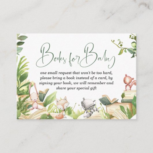 ストーリーブックをテーマにした赤ちゃんシャワーベビー エンクロージャーカード (正面)