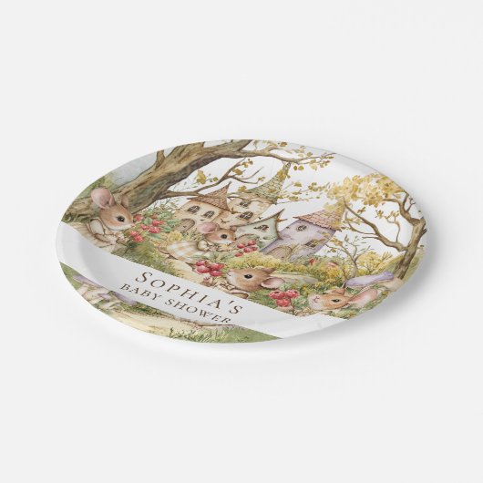 ストーリーブックアニマルズウォーター色ベビーシャワー ペーパープレート (アングル)