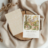 ストーリーブックアニマルズウォーター色ベビーシャワー 招待状