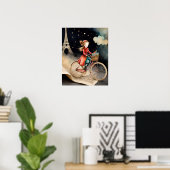 ストーリーブックウォーターカラーパリサイクリング ポスター (ホームオフィス)