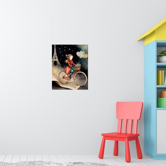 ストーリーブックウォーターカラーパリサイクリング ポスター (子ども部屋1)