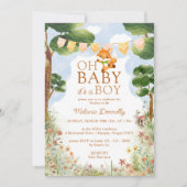 ストーリーブックウッドランドキツネオ男の赤ちゃんシャワー 招待状 (正面)