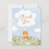 ストーリーブックウッドランドキツネベビーシャワー サンキューカード (正面)
