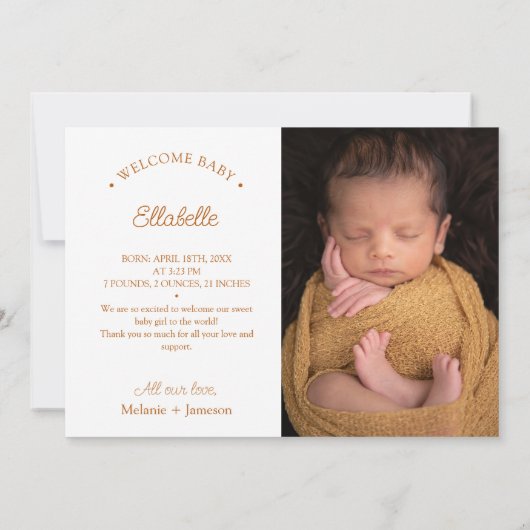 ストーリーブックウッドランドキツネ2枚フォト誕生 案内状 (裏面)