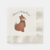 ストーリーブックウッドランドフレンズキツネベビーシャワー 縁ありカクテルナプキン (正面)