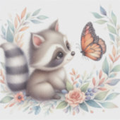 ストーリーブックウッドランドベビーアライグマとバタフライ シール (正面)