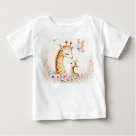 ストーリーブックウッドランドベビーズキリン&ベビー ベビーTシャツ