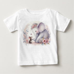 ストーリーブックウッドランドベビーゾウとマウス ベビーTシャツ