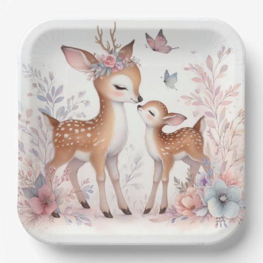 ストーリーブックウッドランドベビーディアラブ ペーパープレート (正面)