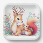 ストーリーブックウッドランドベビー鹿とチムンク ペーパープレート (正面)