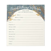 ストーリーブックウッドランド赤ちゃんシャワー終了フレーズのゲーム ノートパッド (正面)