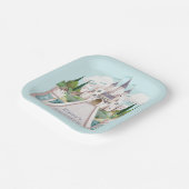 ストーリーブックキャッスル図解入りの、写真付きのブルーベビーシャワー ペーパープレート (傾斜あり)