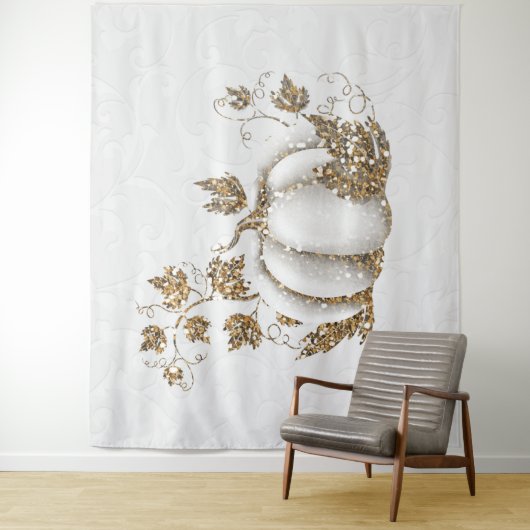 ストーリーブックゴールドホワイトパンプキンフェアリーテールバナー タペストリー (インサイチュ)