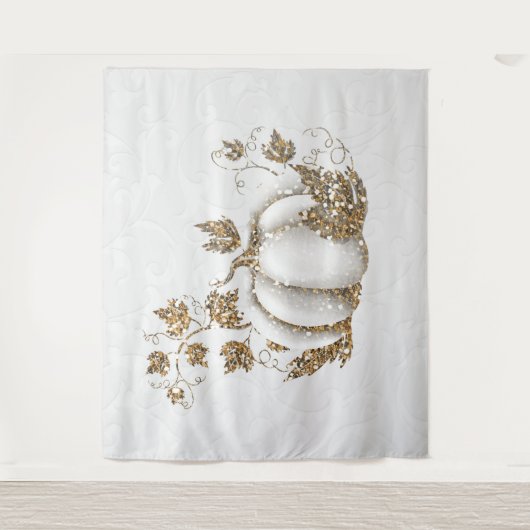 ストーリーブックゴールドホワイトパンプキンフェアリーテールバナー タペストリー (正面)