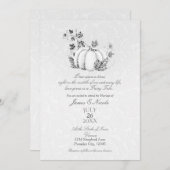 ストーリーブックシルバーホワイトカボチャおとぎ話結婚の物語 招待状 (正面/裏面)