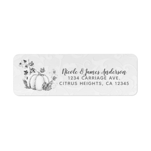 ストーリーブックシルバーホワイトカボチャ童話パーティー ラベル (正面)