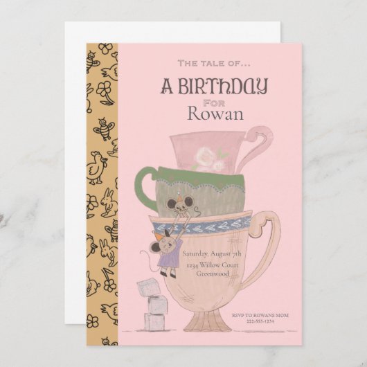 ストーリーブックチルドレンの誕生日パーティーへの招待 招待状 (正面/裏面)