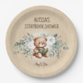 ストーリーブックテディベア緑のベビーシャワー ペーパープレート (正面)