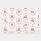 ストーリーブックニューチャプターピンクの弓のベビーガールシャワー ラッピングペーパーシート (正面3)