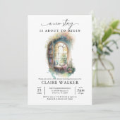 ストーリーブックニューチャプターブックテーマの赤ちゃんシャワー 招待状 (スタンド正面)