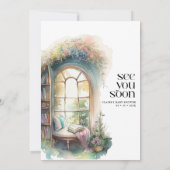 ストーリーブックニューチャプターブックテーマの赤ちゃんシャワー 招待状 (裏面)