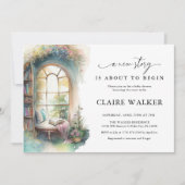 ストーリーブックニューチャプターブックテーマの赤ちゃんシャワー 招待状 (正面)