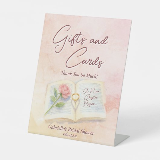 ストーリーブックニューチャプターブライダルシャワーギフト&カード 台座サイン (正面)
