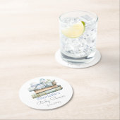 ストーリーブックニューチャプターブルーボウ男の赤ちゃんシャワー ラウンドペーパーコースター (インサイチュ)