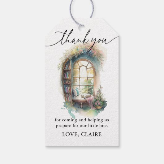 ストーリーブックニューチャプター赤ちゃんシャワーの好意 ギフトタグ (裏面)