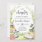 ストーリーブックニューチャプター赤ちゃんシャワー 招待状 (正面)