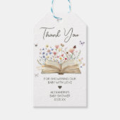 ストーリーブックニューチャプター開始ベイビーシャワーメッセージカード ギフトタグ (正面)