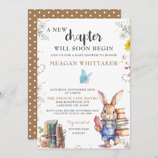 ストーリーブックバニーベビーシャワー招待状 招待状 (正面/裏面)