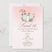 ストーリーブックピンクホワイトパンプキンフェアリー物語甘い16 招待状 (正面)