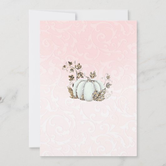 ストーリーブックピンク&ホワイトカボチャおとぎ結婚話の 招待状 (裏面)